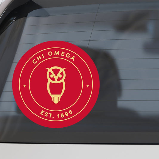 Chi Omega Sorority Car Decal Sticker- Full Color Circle Logo