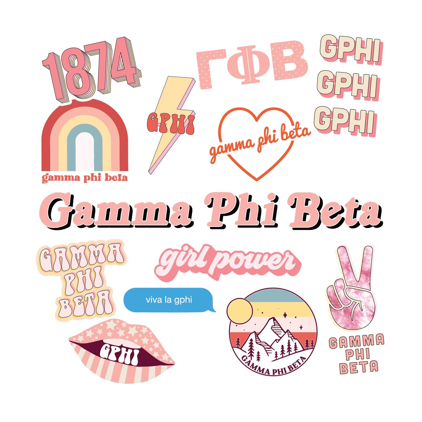 Gamma Phi Beta Girl Power Sticker Sheet