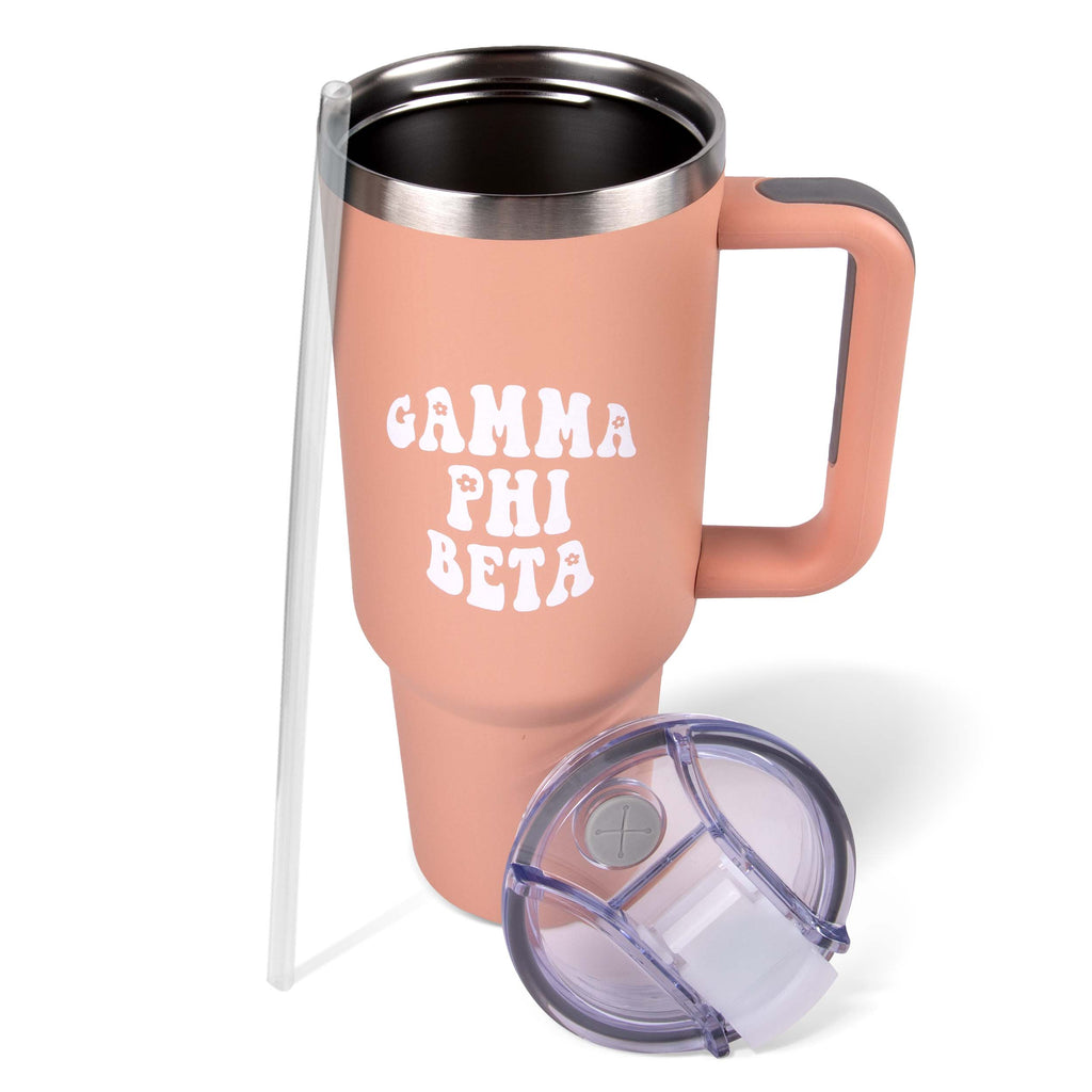 Gamma Phi Beta 40oz Stainless Steel Tumbler with Handle