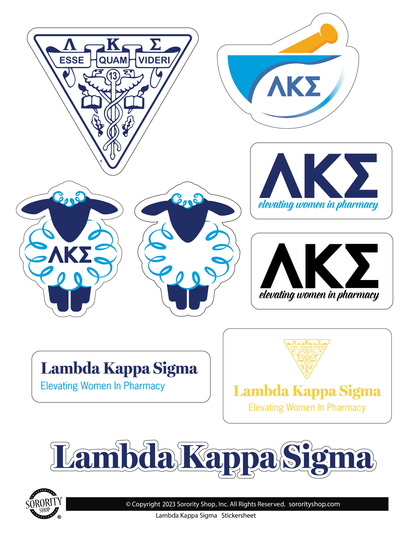 Lambda Kappa Sigma Fraternity Sticker Sheet- Brand Focus
