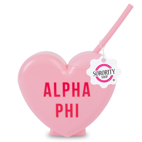 Alpha Phi Tumbler- Candy Heart Shaped
