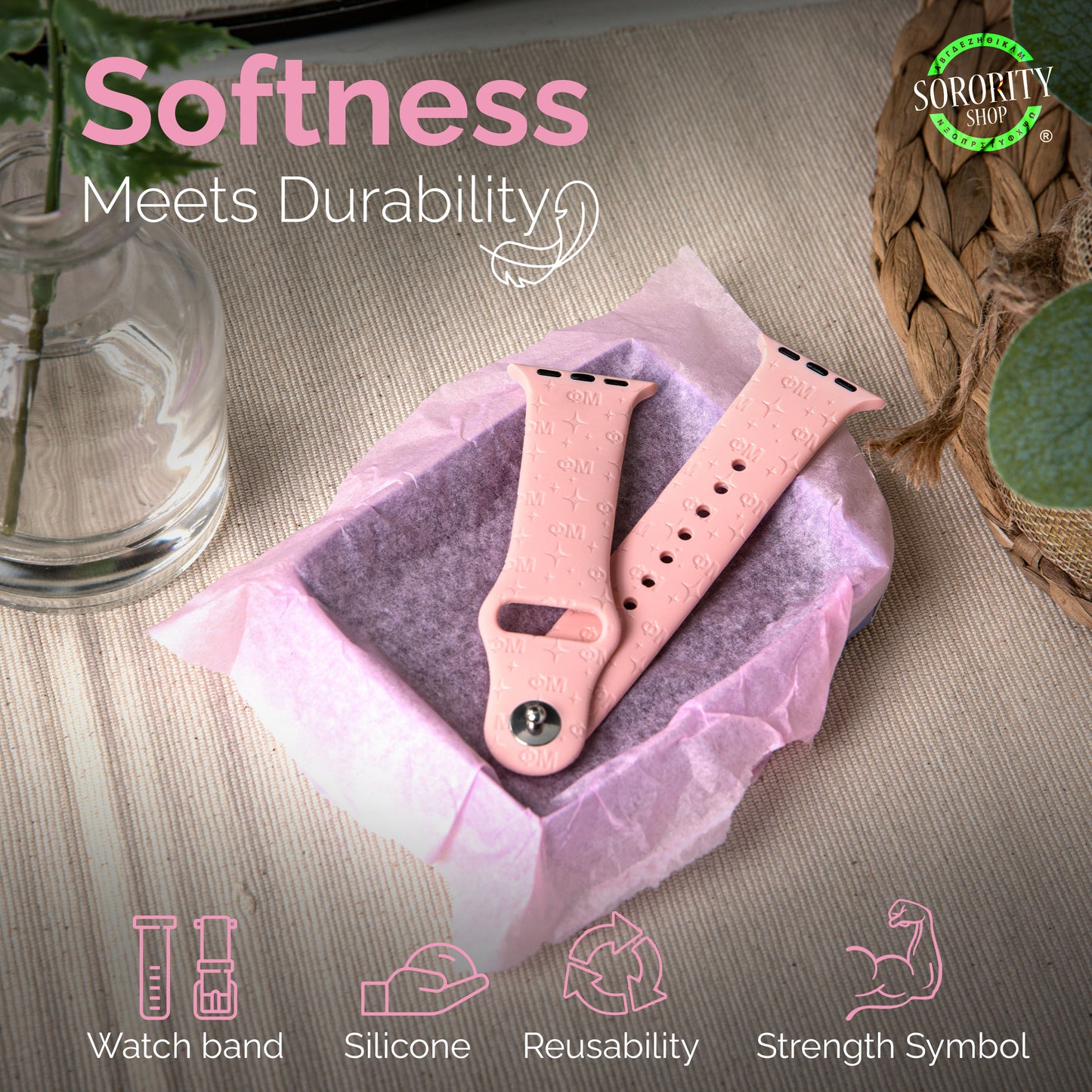 Alpha Chi Omega Smart Watch Band, Compatible with Apple Watch