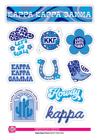 Kappa Kappa Gamma Sticker Sheet - Western Disco Design