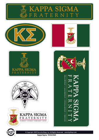 Kappa Sigma Fraternity Sticker Sheet- Brand Focus