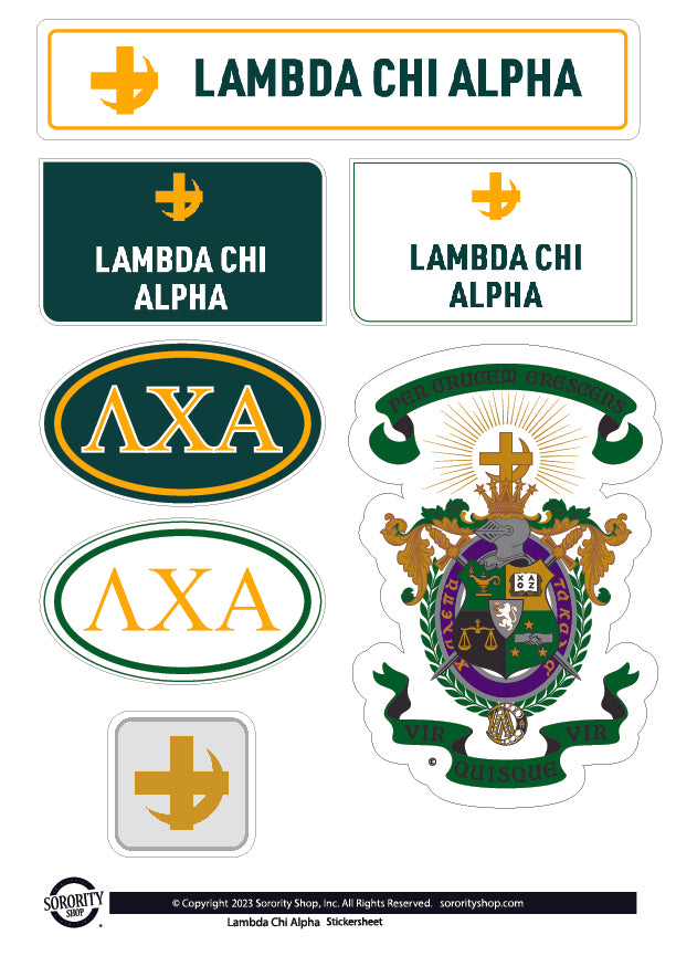 Lambda Chi Alpha Fraternity Sticker Sheet- Brand Focus