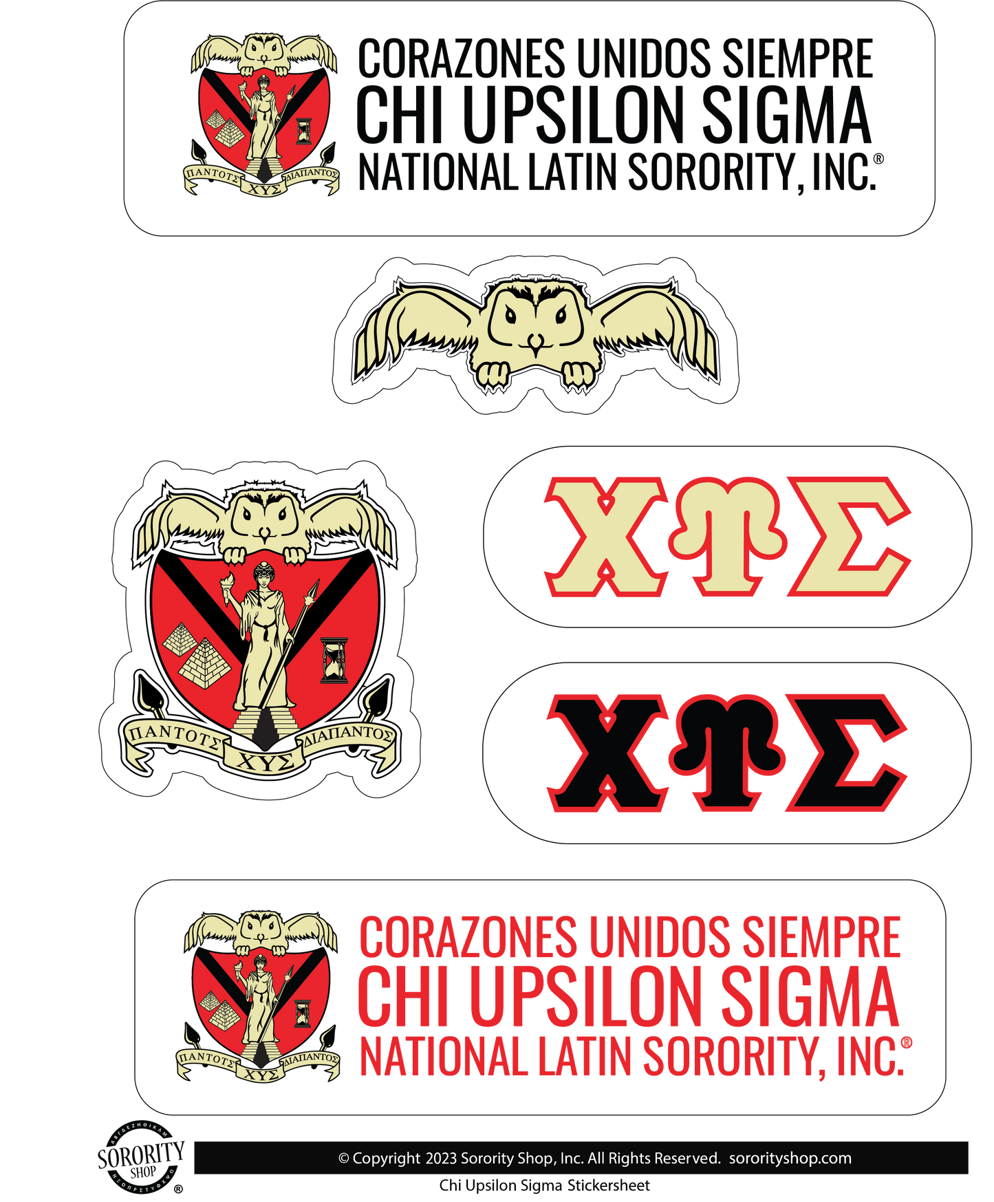 Chi Upsilon Sigma Sorority Sticker Sheet- Brand Focus