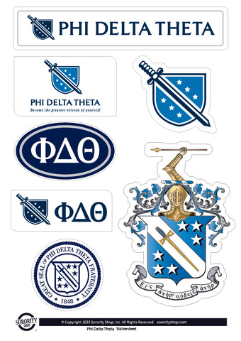 Phi Delta Theta Fraternity Sticker Sheet- Brand Focus
