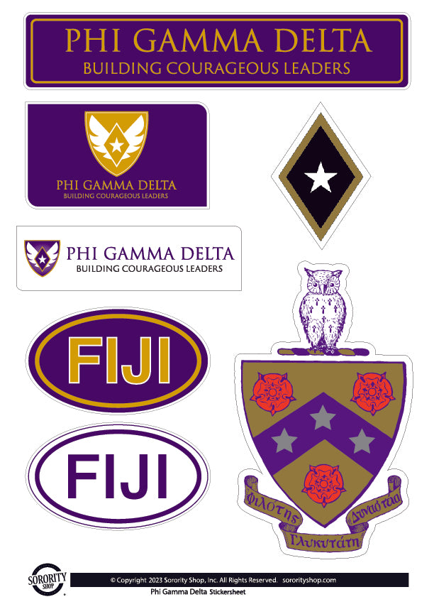 Phi Gamma Delta Fraternity Sticker Sheet- Brand Focus