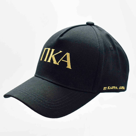 Pi Kappa Alpha Baseball Cap- Brushed Cotton 5-Panel Black Hat