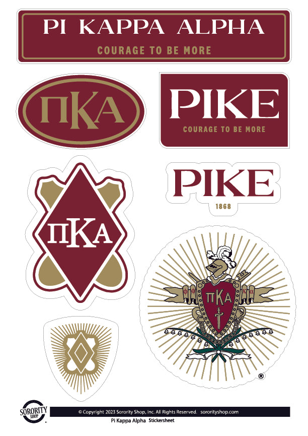 Pi Kappa Alpha Fraternity Sticker Sheet- Brand Focus