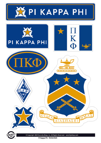 Pi Kappa Phi Fraternity Sticker Sheet- Brand Focus