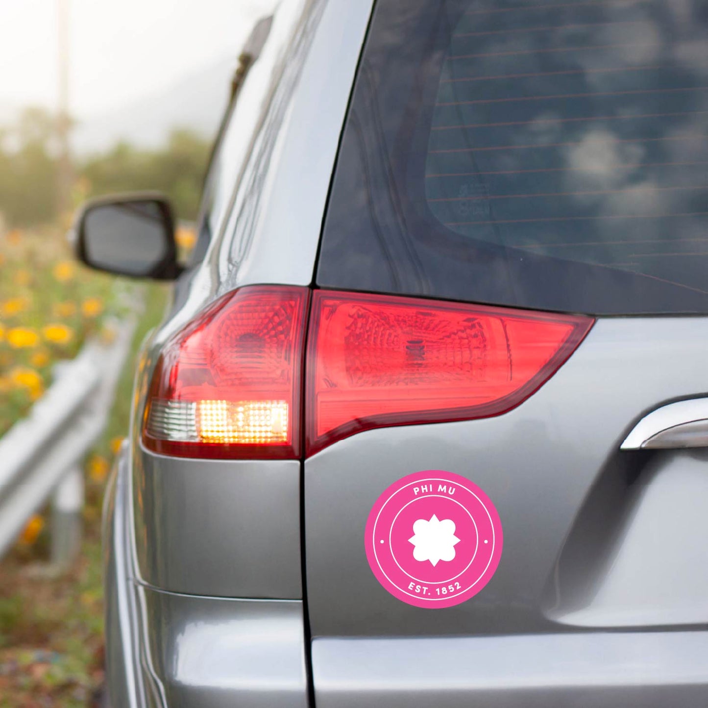 Phi Mu Sorority Car Decal Sticker- Full Color Circle Logo