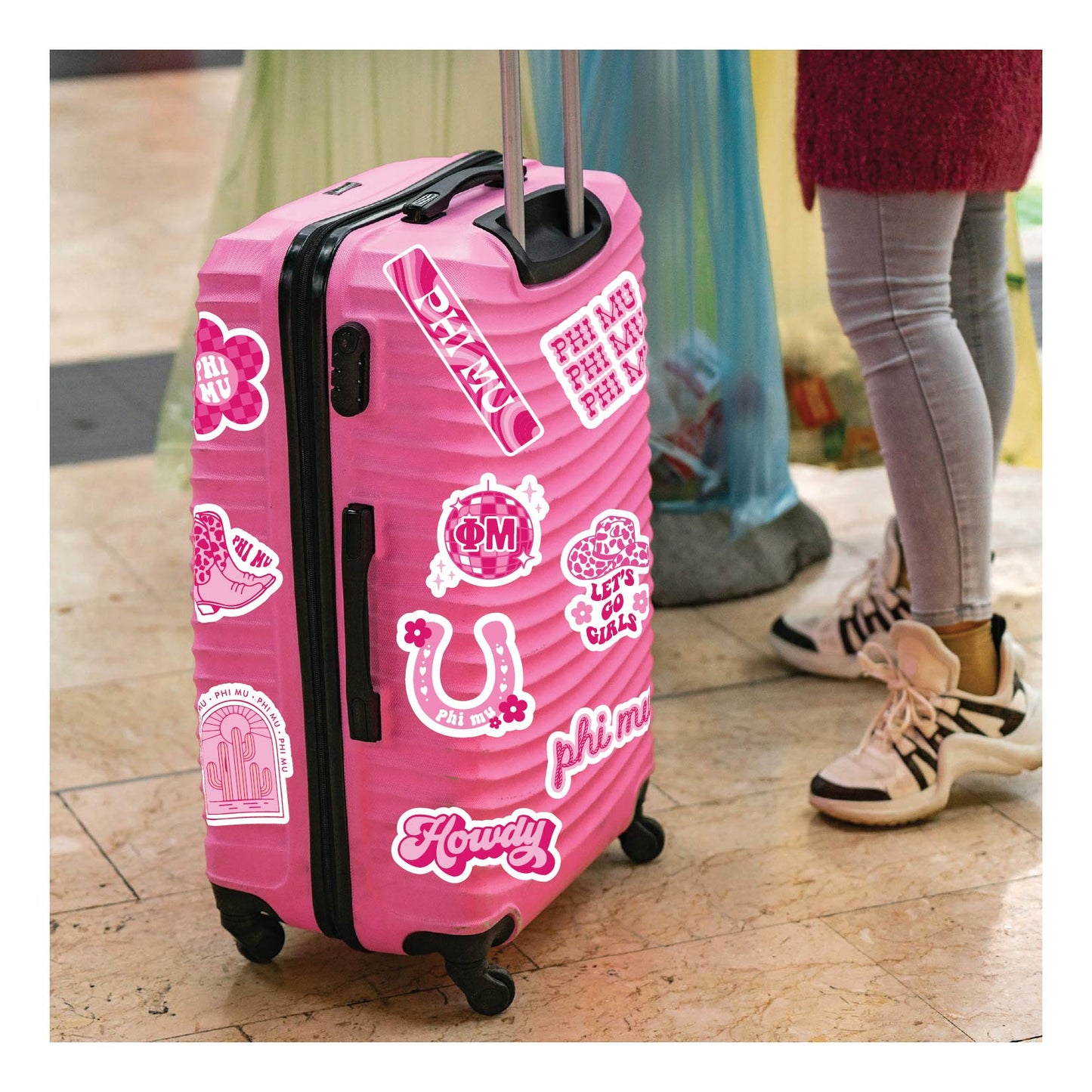 Phi Mu Sticker Sheet - Western Disco Design