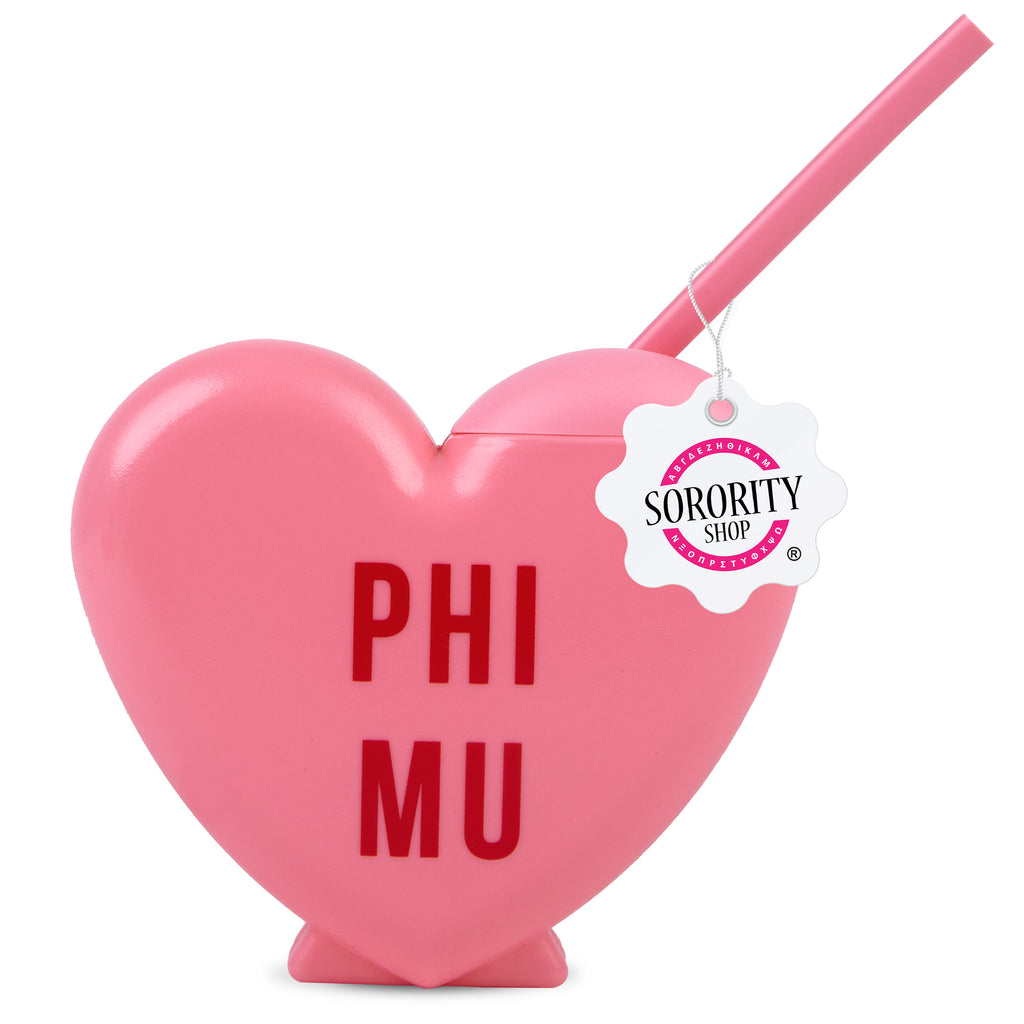 Phi Mu Tumbler- Candy Heart Shaped