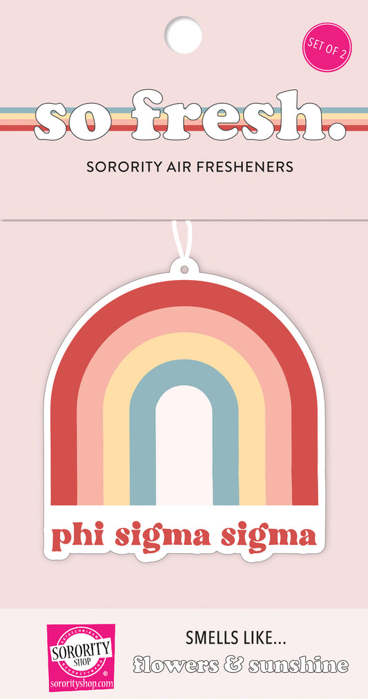 Phi Sigma Sigma Rainbow Retro Air Freshener - Flowers & Sunshine Scent