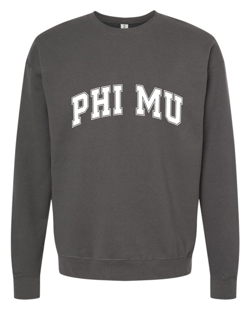 Phi Mu Sweatshirt- Crewneck Varsity Letters Design