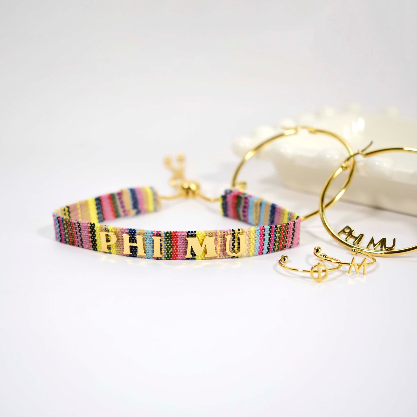 Phi Mu Woven Bracelet, Multi-Color Design