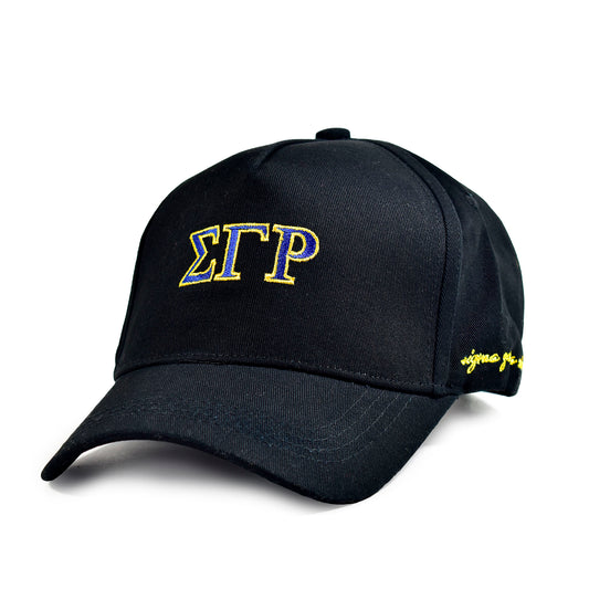 Sigma Gamma Rho Sorority, Incorporated Baseball Cap- Brushed Cotton 5-Panel Black Hat