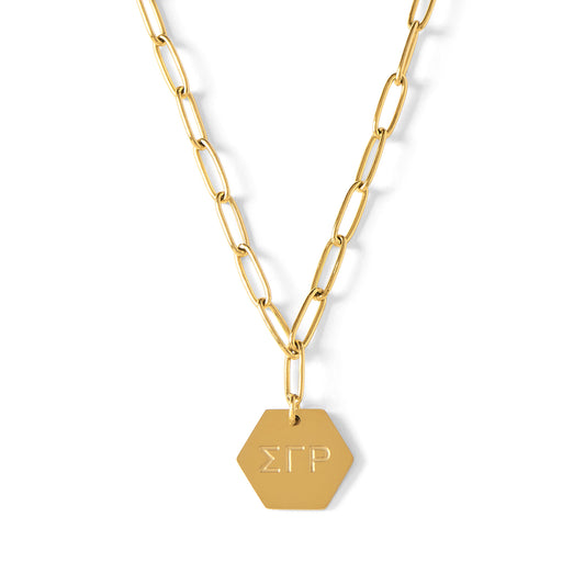 Sigma Gamma Rho Paperclip Necklace with SGR Sorority Pendant