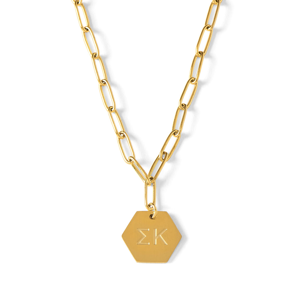 Sigma Kappa Paperclip Necklace with SK Sorority Pendant