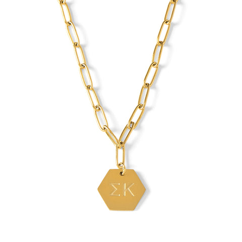 Sigma Kappa Paperclip Necklace with SK Sorority Pendant