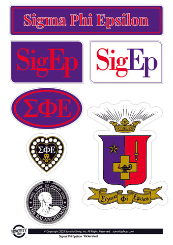 Sigma Phi Epsilon Fraternity Sticker Sheet- Brand Focus