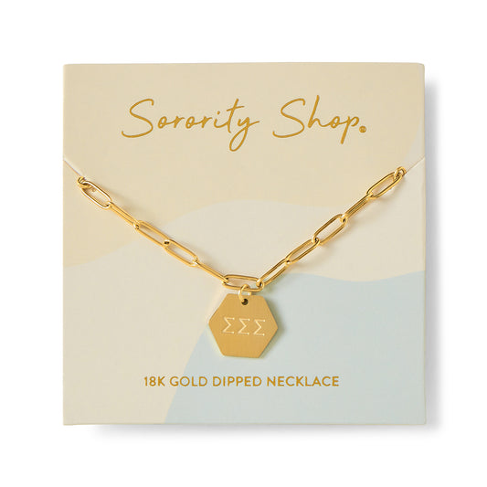 Sigma Sigma Sigma Paperclip Necklace with SSS Sorority Pendant