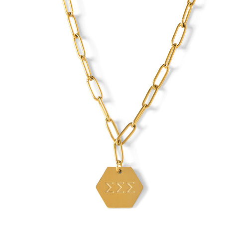Sigma Sigma Sigma Paperclip Necklace with SSS Sorority Pendant