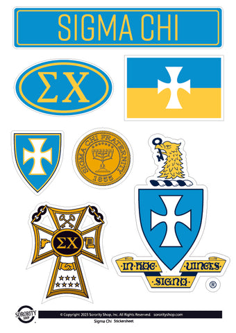 Sigma Chi Fraternity Sticker Sheet- Brand Focus