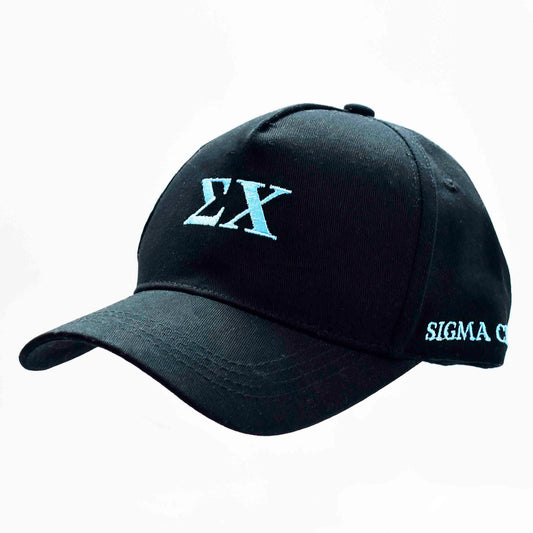 Sigma Chi Baseball Cap- Brushed Cotton 5-Panel Black Hat