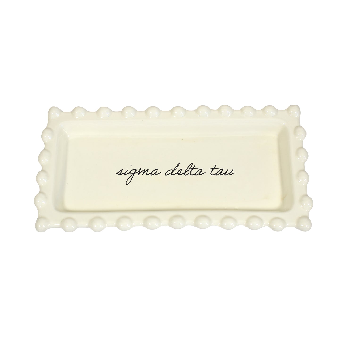 Sigma Delta Tau Jewelry Dish - Rectangular Cursive Script Sorority Name
