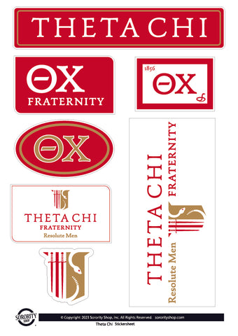 Theta Chi Fraternity Sticker Sheet- Brand Focus