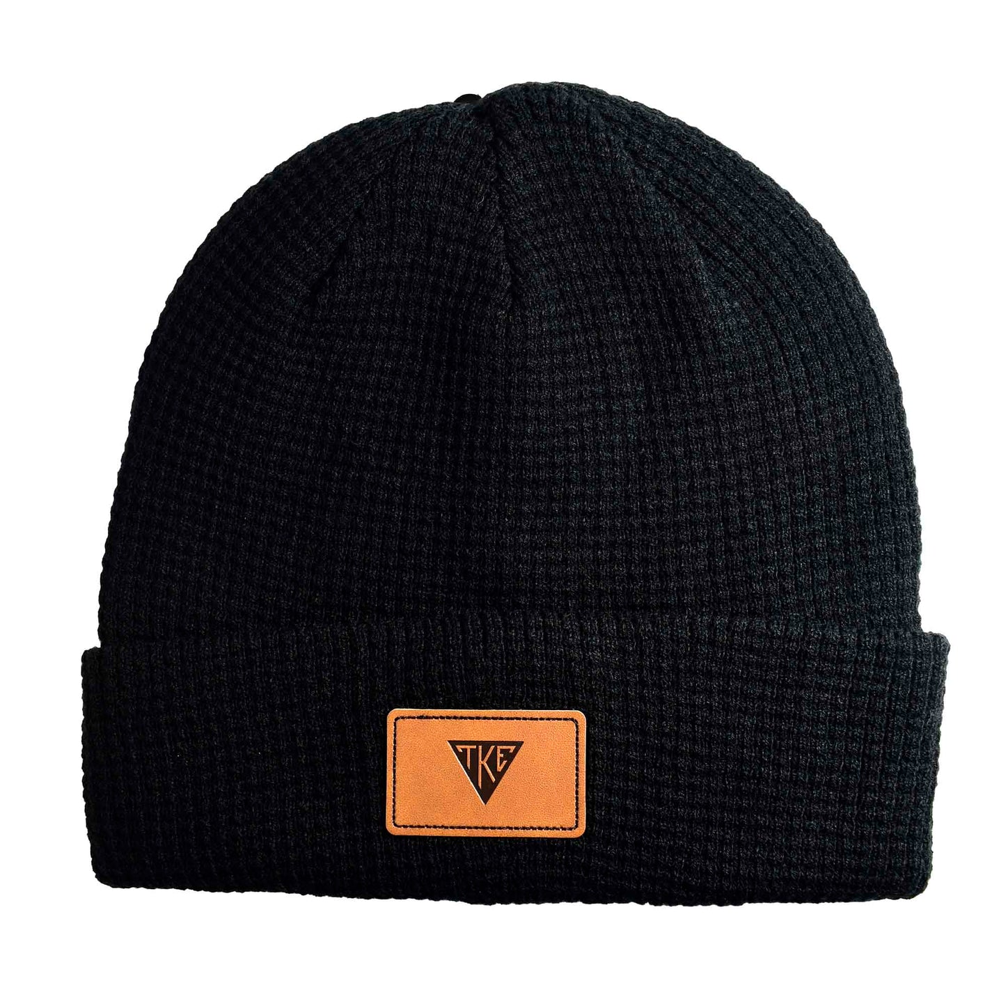 Tau Kappa Epsilon Fraternity Beanie Hat - Black Winter Hat w/ Greek Letters Patch