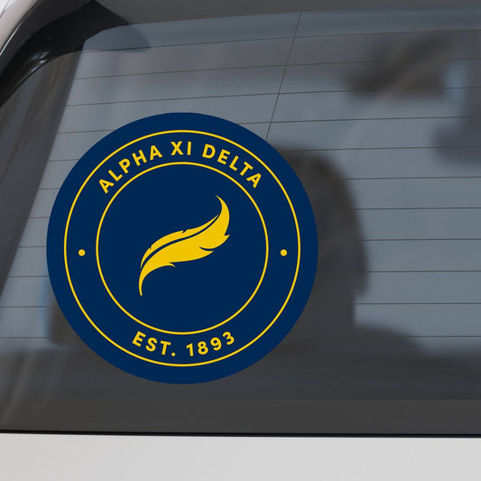 Alpha Xi Delta Sorority Car Decal Sticker- Full Color Circle Logo