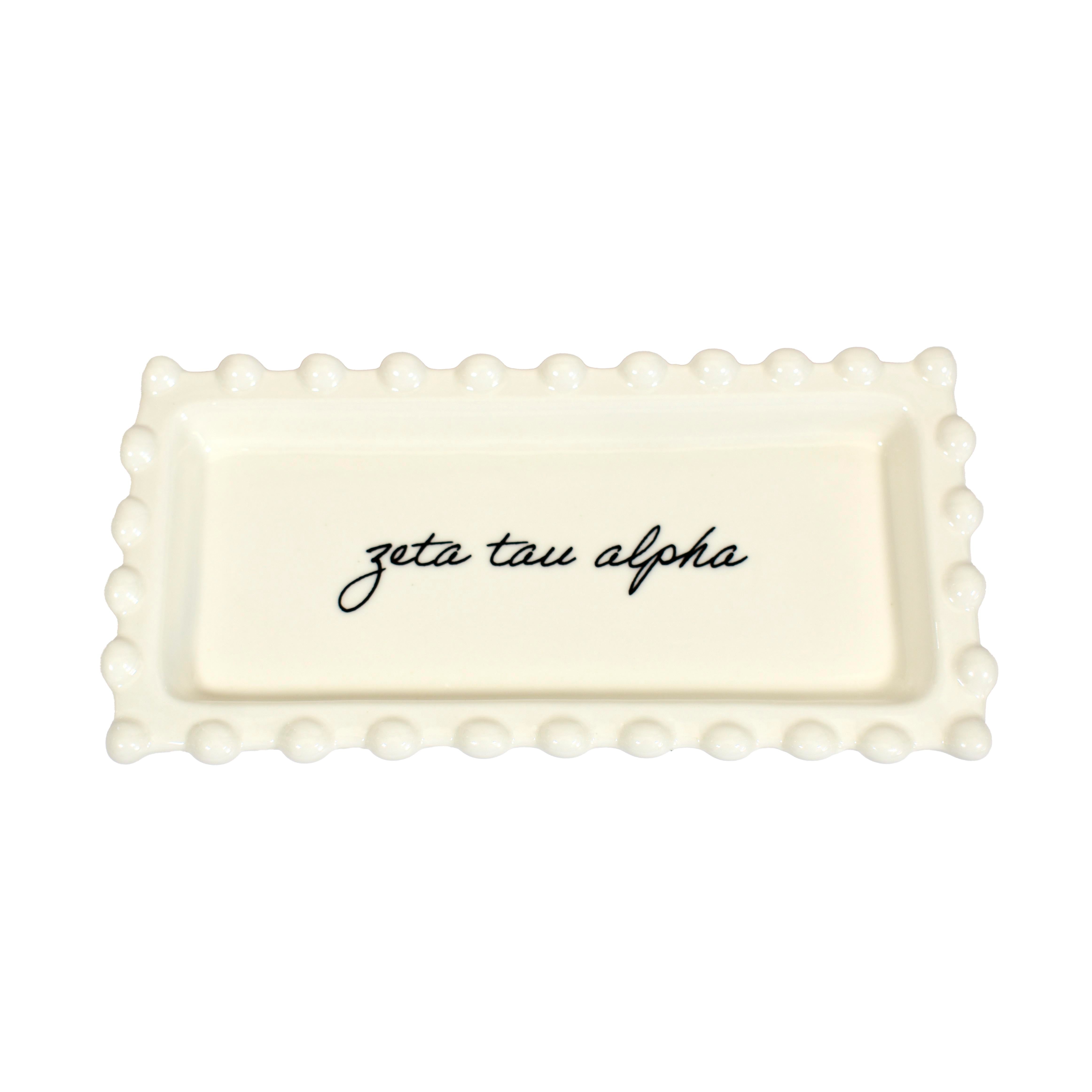 Zeta Tau Alpha Jewelry Dish - Rectangular Cursive Script Sorority Name ...