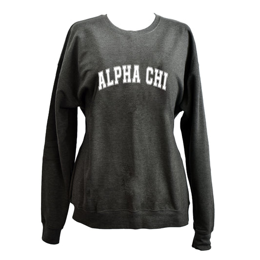 Alpha Chi Omega Sweatshirt- Crewneck Varsity Letters Design