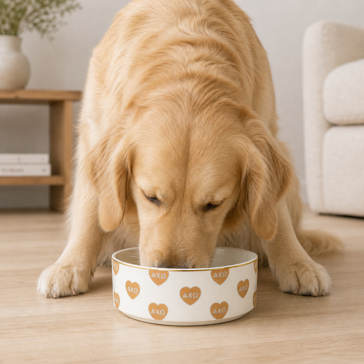 Alpha Chi Omega Pet Bowl- 6" Ceramic Bowl For Dogs and Cats