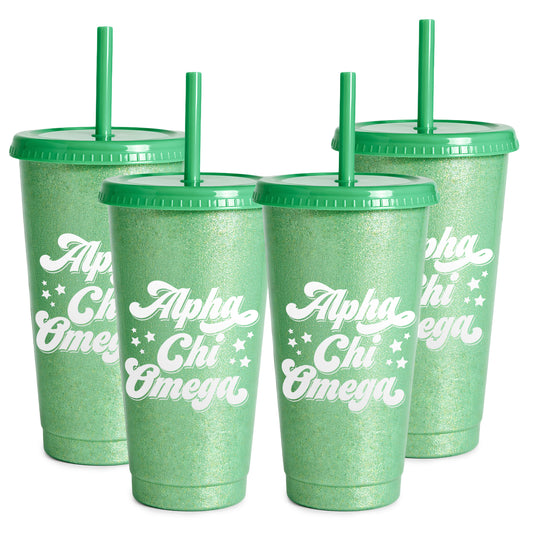Alpha Chi Omega Glitter Color Changing Cup 4-Pack