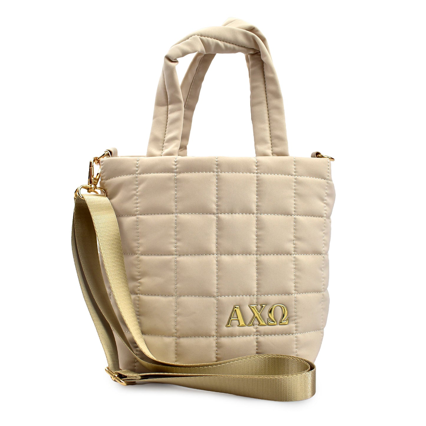 Alpha Chi Omega Quilted Tote Bag- Small Crossbody Bag with Greek Letters