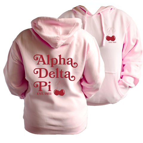 Alpha Delta Pi Hooded Sweatshirt with Cherries and Sorority Name