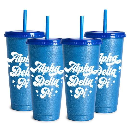Alpha Delta Pi Glitter Color Changing Cup 4-Pack