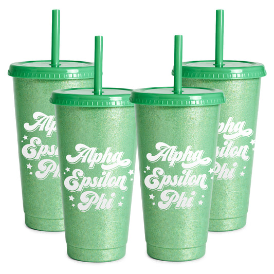 Alpha Epsilon Phi Glitter Color Changing Cup 4-Pack