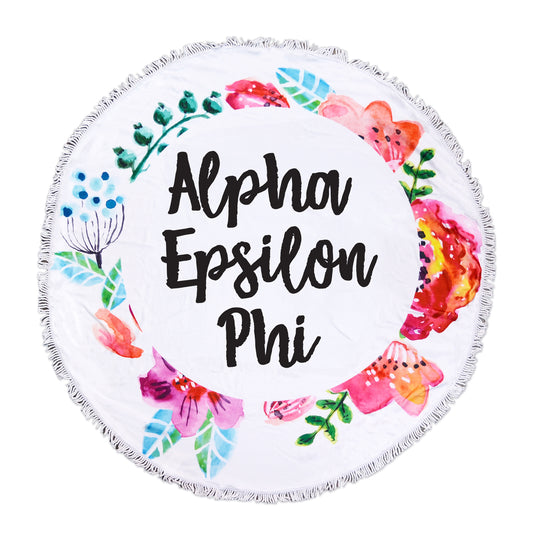 Alpha Epsilon Phi Floral Fringe Towel Blanket