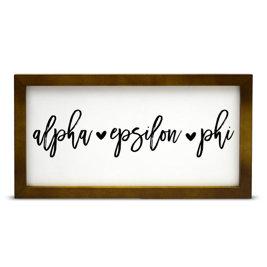 Alpha Epsilon Phi Script Wooden Sign
