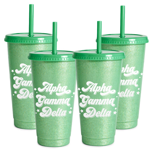 Alpha Gamma Delta Glitter Color Changing Cup 4-Pack