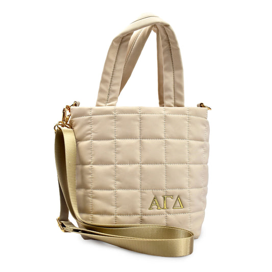 Alpha Gamma Delta Quilted Tote Bag- Small Crossbody Bag with Greek Letters
