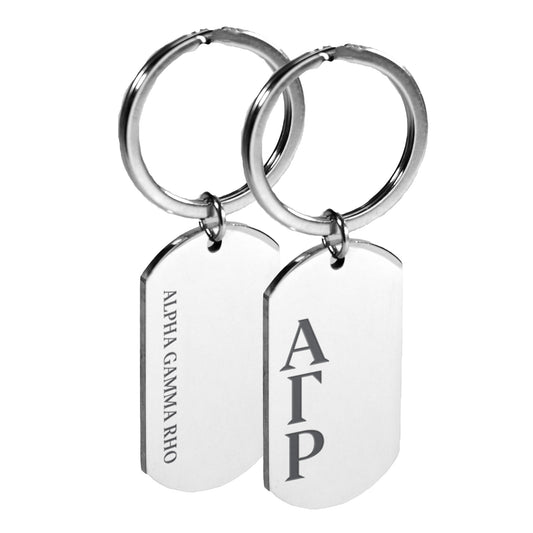 Alpha Gamma Rho Fraternity Keychain- Stainless Steel Dog Tag Design