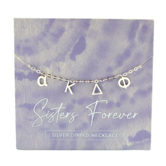 Alpha Kappa Delta Phi Silver Greek Letters Necklace