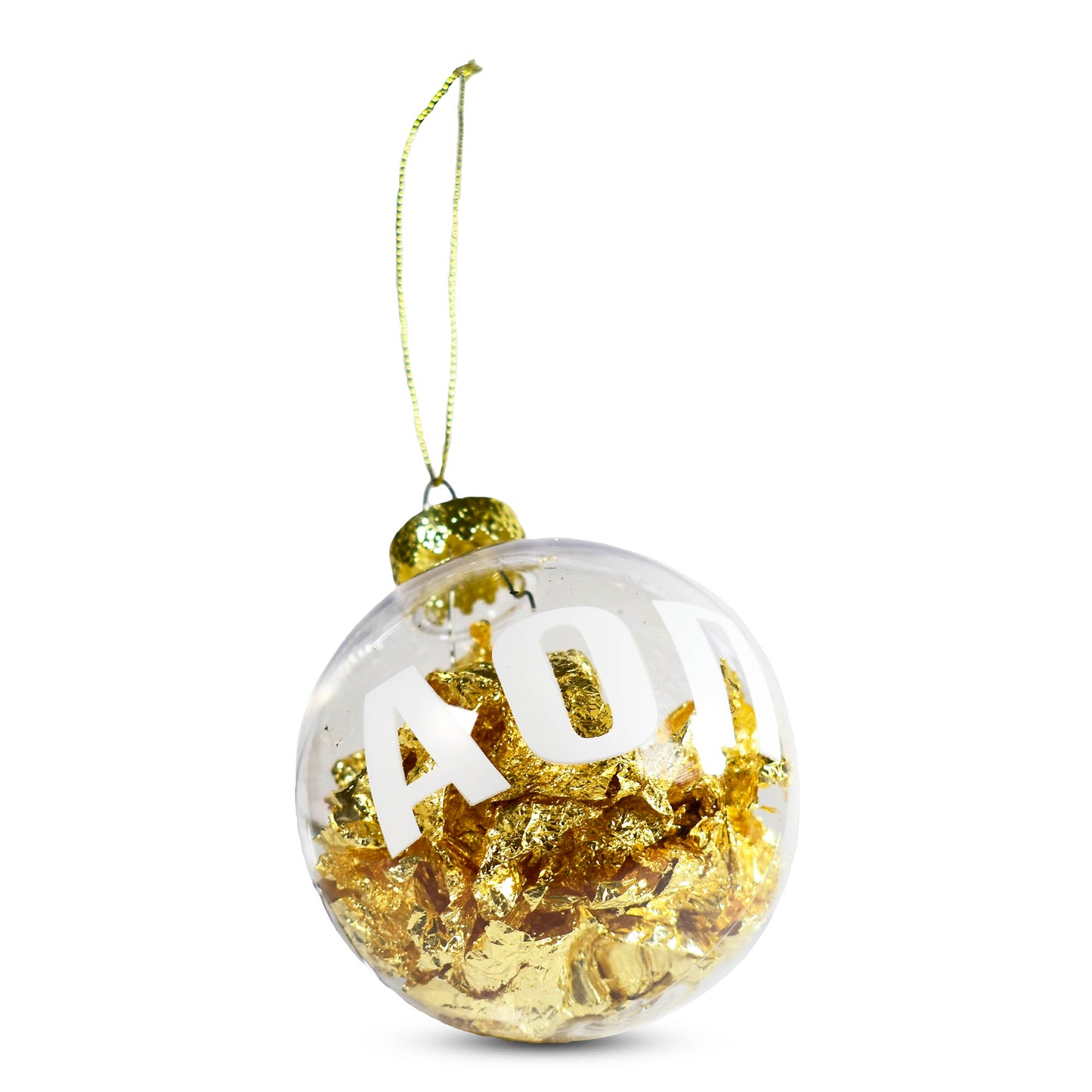 Alpha Omicron Pi Ornament - Clear Plastic Ball Ornament with Gold Foil