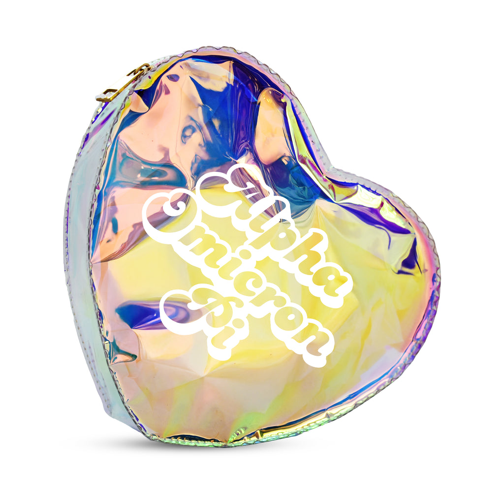 Alpha Omicron Pi Heart Shaped Makeup Bag